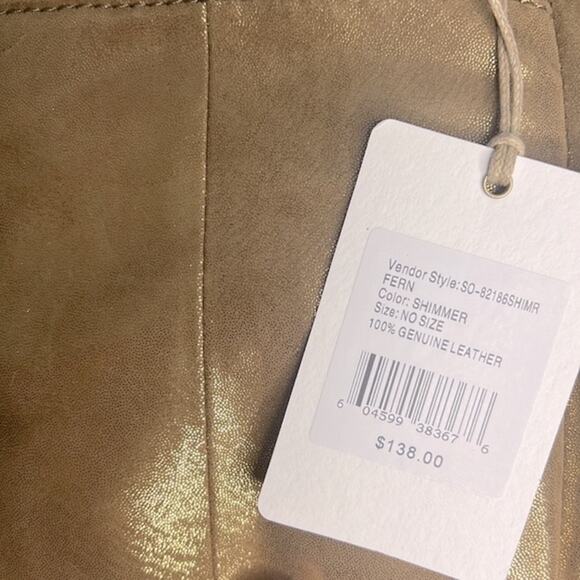 NWT! HOBO Leather Gold Shimmer Fern Saddle Crossbody Bag - Picture 5 of 10